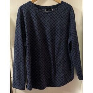 Karen Scott Sport Pullover Women's XL Blue Diamond Pattern Crew Neck SZ XL